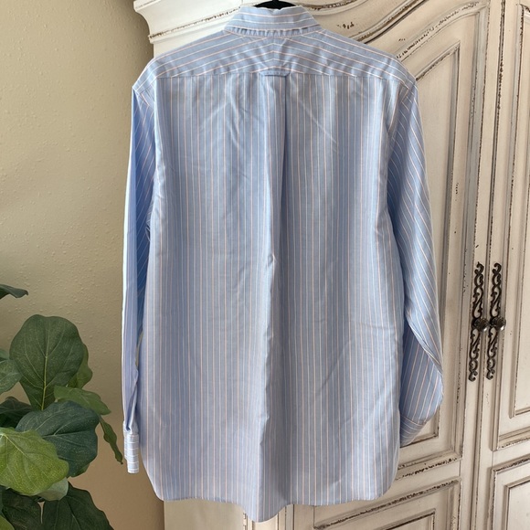 Land’s End Baby Blue Striped Long Sleeve Button Up, Men’s size Large 16-16.5 - Picture 5 of 5